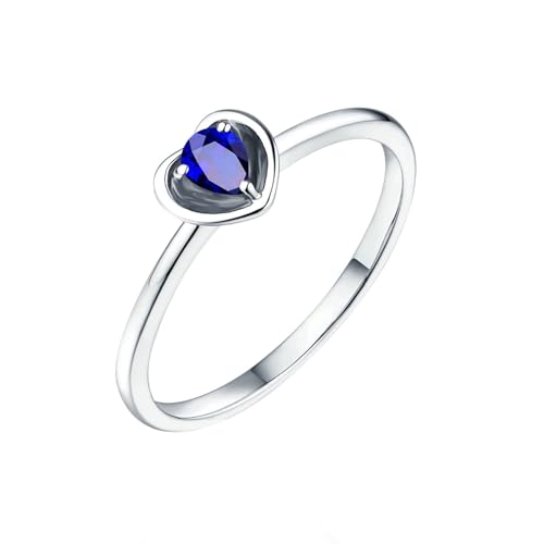 Mesnt Frauen Ehering, 18K Weißgold Ring für Frauen with Im Labor hergestellter Saphir 0.45ct, Größe 53 (16.9) von Mesnt