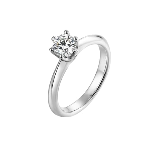 Mesnt Frauen Ehering, 18K Weißgold Ring für Frauen with Moissanit, Größe 57 (18.1) von Mesnt