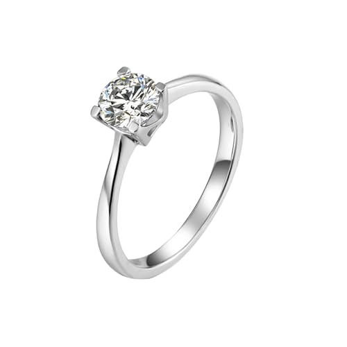Mesnt Frauen Ehering, 18K Weißgold Ring für Frauen with Moissanit 0.5ct, Größe 62 (19.7) von Mesnt