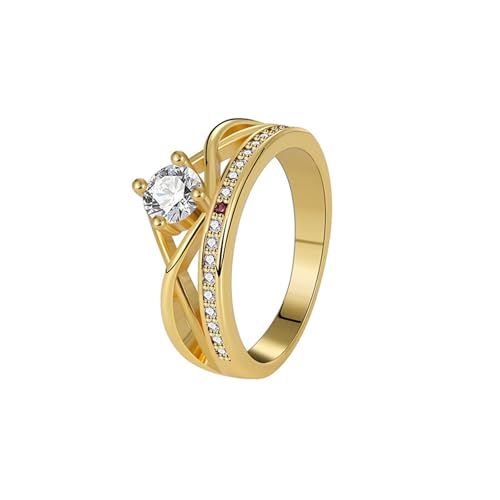 Mesnt Frauen Ehering, 9K/14K/18K Eleganter Halb-Eternity-Infinity-Ring für Damen aus Gelbgold mit Moissanit, Größe 56 (17.8) von Mesnt