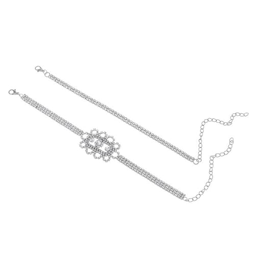 Mesnt Fußkettchen für Damen, Silber 2 STÜCKE Set Tenniskette mit hohler Blume Zirkonia Fußkettchen Damen Fußschmuck, Länge: 20.7+10CM von Mesnt