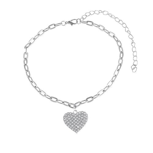 Mesnt Fußkettchen für Frauen, Silber Einfache Kette mit Zirkonia Herz Anhänger Fußkettchen Damen Fußschmuck, Länge: 26.2+10CM Mesnt Fußkettchen für Frauen, Silber Einfache Kette mit Zirkonia Herz Anhänger Fußkettchen Damen Fußschmuck, Länge: 26.2+10CM von Mesnt