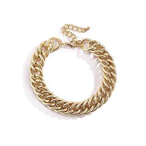 Mesnt Fußkette für Damen, Frauen Fußkette Fußkettchen Freundschaft Fußkettchen Gold Dicke Kette Sommer Strand Fuß Schmuck Verstellbare Fußkettchen, Gold von Mesnt