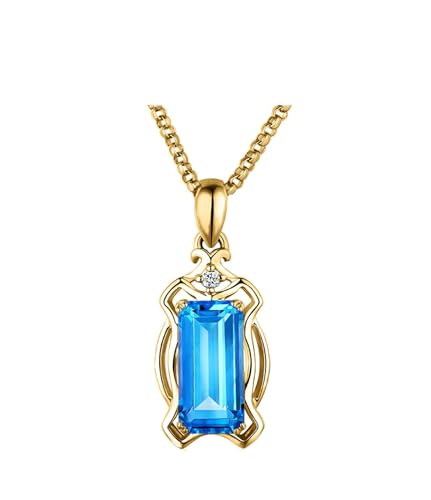 Mesnt Gold Halskette Damen, 18K Gelbgold Collier für Damen with Blauer Topas 1.9ct von Mesnt