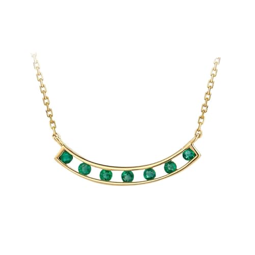 Mesnt Gold Halskette Damen, 18K Gelbgold Collier für Frauen with Im Labor hergestellter Smaragd 0.26ct von Mesnt