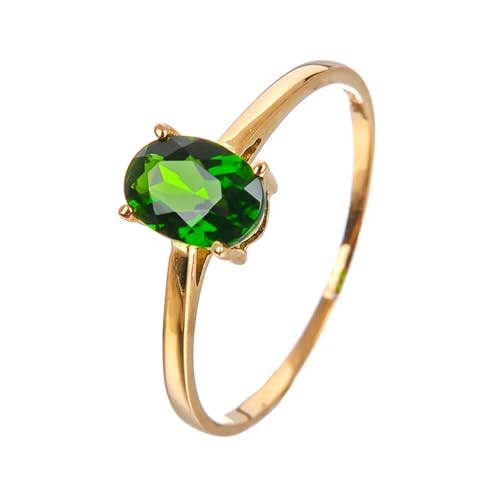 Mesnt Goldring 750 Echtgold Damen Frauen, 18K Gelbgold Ring für Frauen with Diopsid, Größe 62 (19.7) von Mesnt