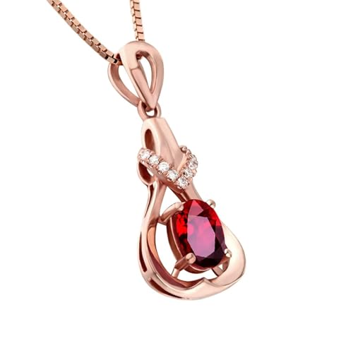 Mesnt Halskette Collier Damen, 18K Rotgold Collier für Damen with Im Labor hergestellter Rubin 0.61ct von Mesnt