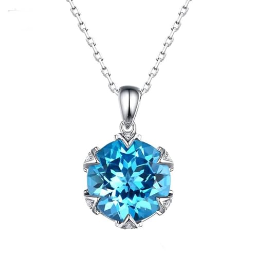 Mesnt Halskette Collier Damen, 18K Weißgold Collier für Frauen with Topas 6.3ct und Im Labor hergestellter Diamant von Mesnt