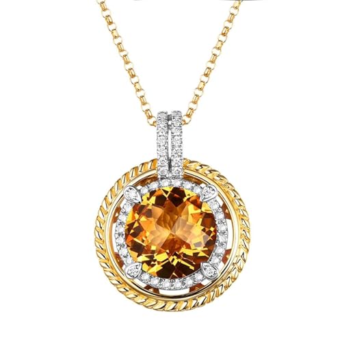 Mesnt Halskette Damen, 18K Gelbgold Collier für Frauen with Citrin 4.1ct und Im Labor hergestellter Diamant von Mesnt