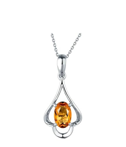Mesnt Halskette Damen, 18K Weißgold Collier für Damen with Citrin 0.44ct von Mesnt