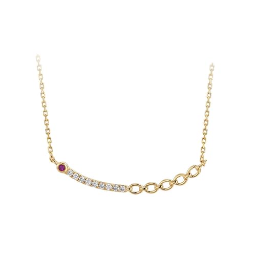 Mesnt Halskette Damen Gold, 18K Gelbgold Halskette für Frauen with Im Labor hergestellter Rubin 0.12ct von Mesnt