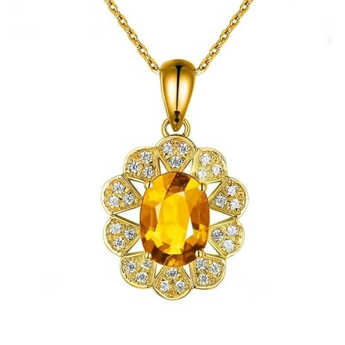 Mesnt Halskette Damen Gold 18K, 18K Gelbgold Collier für Frauen with Citrin 1.67ct und Im Labor hergestellter Diamant von Mesnt