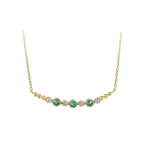 Mesnt Halskette Damen Gold 18K, 18K Gelbgold Halskette für Damen with Im Labor hergestellter Smaragd 0.25ct von Mesnt