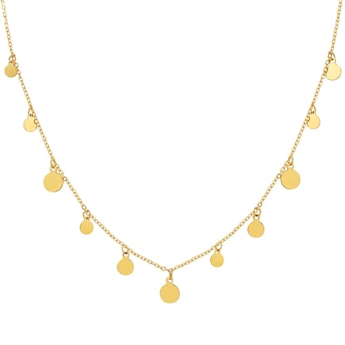 Mesnt Halskette Gold, Edelstahl Kette mit Paillettenquaste Anhänger Halskette für Damen, Länge 45CM von Mesnt