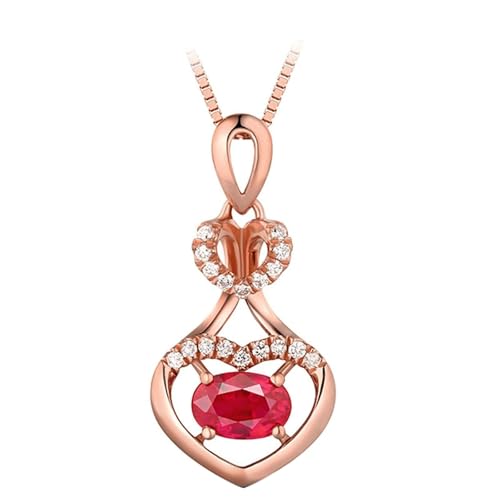 Mesnt Halskette Rosegold Damen, 18K Rotgold Collier für Frauen with Im Labor hergestellter Rubin 0.77ct von Mesnt