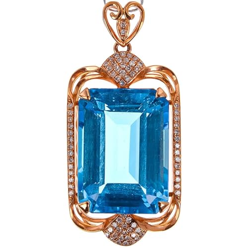 Mesnt Halskette Rotgold, 18K Rotgold Collier für Frauen with 13 * 18mm Blauer Topas und Im Labor hergestellter Diamant von Mesnt