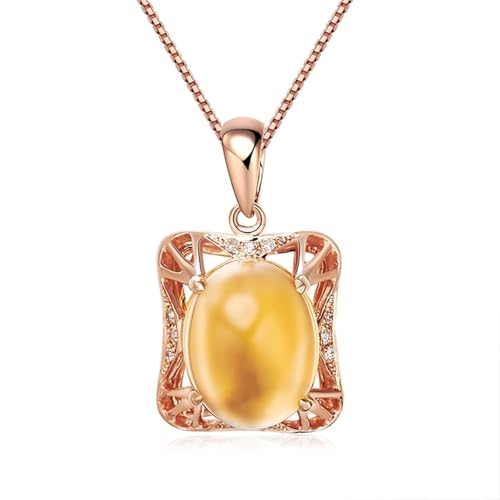 Mesnt Halskette Rotgold Damen, 18K Rotgold Collier für Frauen with 8x10mm Citrin 2.7ct und Im Labor hergestellter Diamant Mesnt Halskette Rotgold Damen, 18K Rotgold Collier für Frauen with 8x10mm Citrin 2.7ct und Im Labor hergestellter Diamant von Mesnt