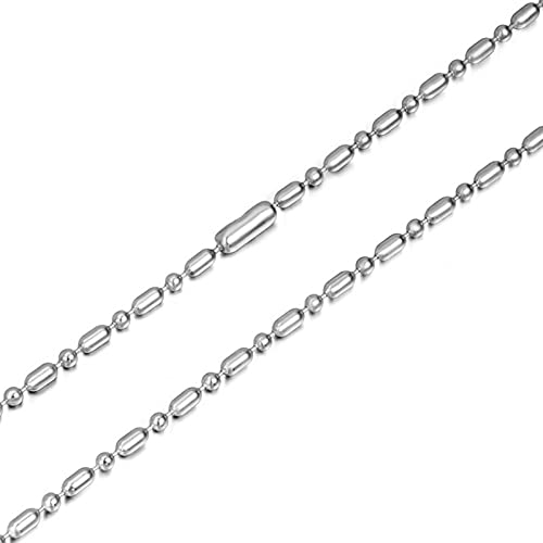 Mesnt Halskette Silber Herren, Kette Edelstahl Damen, Kette Ohne Anhänger, Halskette aus Edelstahl mit Perlenkette, 2.4mm Kette Silber 50cm von Mesnt