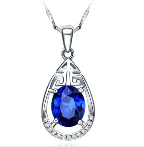 Mesnt Halskette Weissgold, 18K Weißgold Collier für Frauen with 6x8mm Tansanit 1.477ct und Im Labor hergestellter Diamant von Mesnt