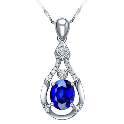 Mesnt Halskette Weißgold Damen, 18K Weißgold Collier für Frauen with 6x7.5mm Tansanit 1.45ct und Im Labor hergestellter Diamant Mesnt Halskette Weißgold Damen, 18K Weißgold Collier für Frauen with 6x7.5mm Tansanit 1.45ct und Im Labor hergestellter Diamant von Mesnt