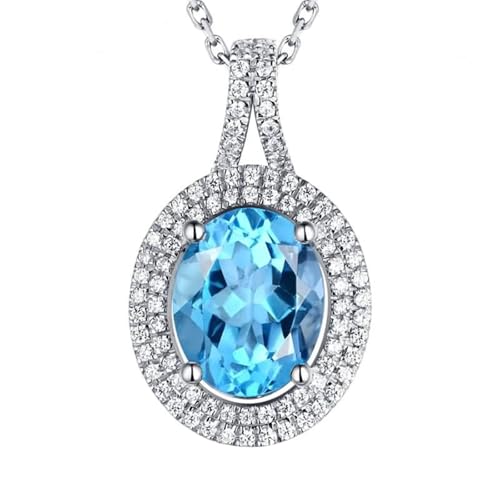 Mesnt Halskette Weißgold Damen, 18K Weißgold Halskette für Frauen with Topas 3.27ct und Im Labor hergestellter Diamant von Mesnt