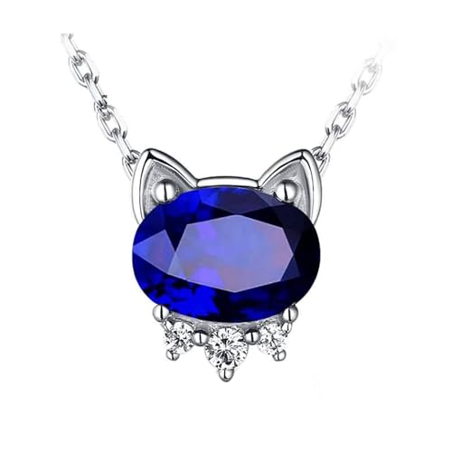 Mesnt Halskette Weißgold Damen mit Anhänger, 18K Weißgold Halskette für Damen with Im Labor hergestellter Saphir 0.93ct und Im Labor hergestellter Diamant von Mesnt