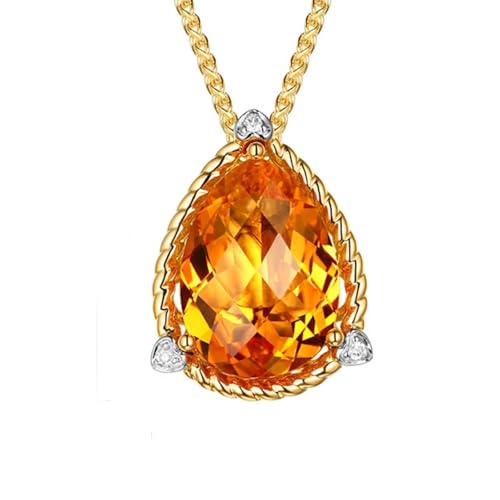 Mesnt Halskette mit Anhänger Damen, 18K Gelbgold Collier für Frauen with Citrin 4.05ct und Im Labor hergestellter Diamant von Mesnt