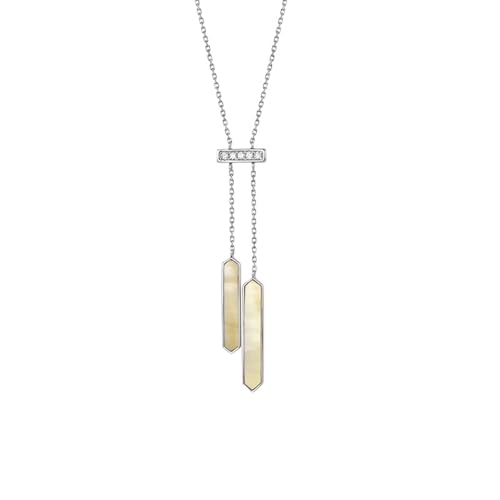Mesnt Halskette mit Anhänger Damen, 18K Weißgold Collier für Frauen with Im Labor hergestellter Diamant 0.055ct von Mesnt