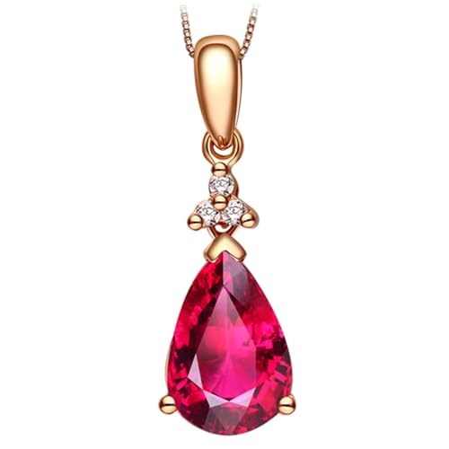 Mesnt Halsketten Anhänger, 18K Rotgold Collier für Frauen with 6x8mm Turmalin 1.15ct und Im Labor hergestellter Diamant Mesnt Halsketten Anhänger, 18K Rotgold Collier für Frauen with 6x8mm Turmalin 1.15ct und Im Labor hergestellter Diamant von Mesnt