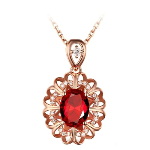 Mesnt Halsketten Anhänger, 18K Rotgold Halskette für Frauen with Im Labor hergestellter Rubin 1.2ct von Mesnt
