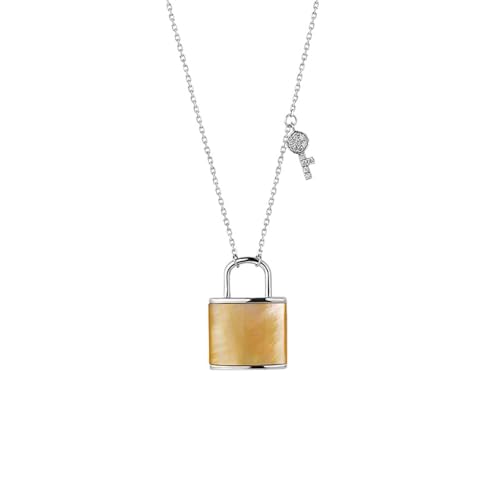 Mesnt Halsketten Anhänger, 18K Weißgold Halskette für Frauen with Im Labor hergestellter Diamant 0.053ct von Mesnt
