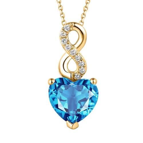 Mesnt Halsketten mit Anhänger, 18K Gelbgold Halskette für Frauen with Im Labor hergestellter Saphir 1.67ct und Im Labor hergestellter Diamant von Mesnt