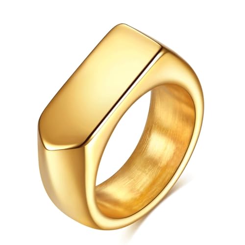 Mesnt Herren Ring Edelstahl, Einfacher geometrischer Pfeilring 9MM aus Chirurgenstahl für Unisex Gold, Größe 60 (19.1) von Mesnt