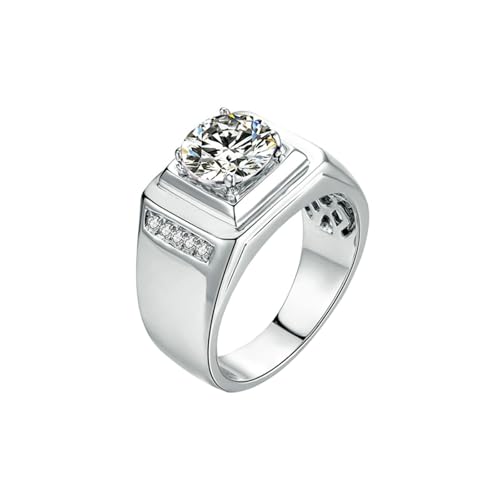 Mesnt Herren Verlobungsringe, 925 Silber Ring für Herren with Moissanit 2ct, Größe 53 (16.9)/P2653 von Mesnt
