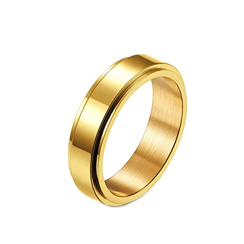Mesnt Hochzeit Ringe, Hochglanzpolierter Spinner-Angstring Gold Größe 52 (16.6) von Mesnt