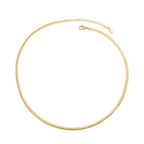 Mesnt Kette Damen Gold, Edelstahl 3MM Kandare Kette Halskette für Frauen, Länge 45CM von Mesnt