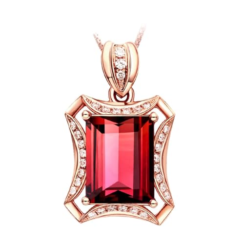 Mesnt Kette Damen Rosegold, 18K Rotgold Halskette für Frauen with 7x9mm Turmalin 2.85ct und Im Labor hergestellter Diamant Mesnt Kette Damen Rosegold, 18K Rotgold Halskette für Frauen with 7x9mm Turmalin 2.85ct und Im Labor hergestellter Diamant von Mesnt