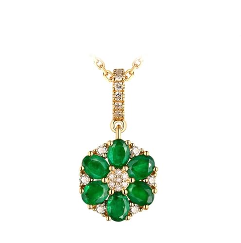 Mesnt Kette mit Anhänger, 18K Rotgold Collier für Frauen with Im Labor hergestellter Smaragd 0.95ct von Mesnt