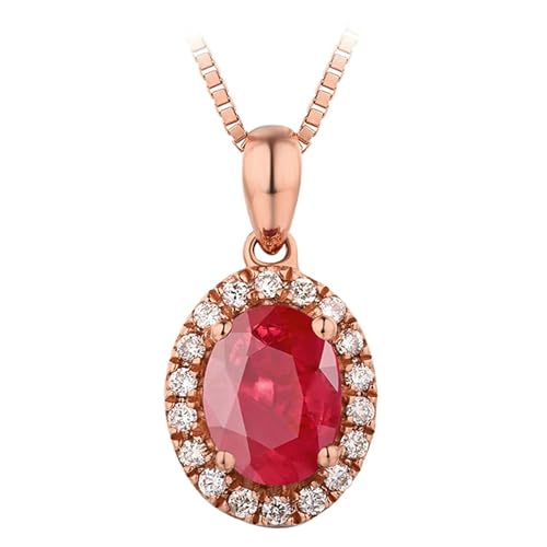 Mesnt Kette mit Anhänger Rosegold, 18K Rotgold Collier für Damen with Im Labor hergestellter Rubin 1.2ct von Mesnt