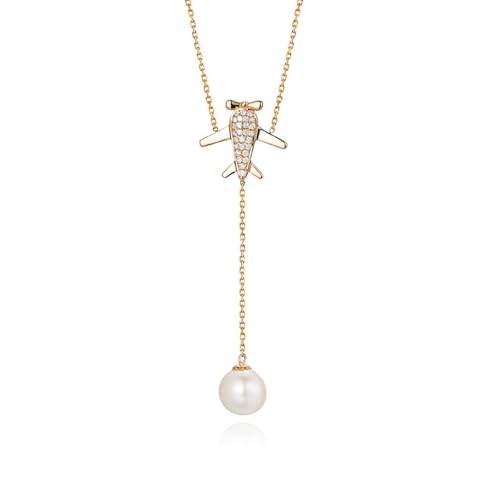 Mesnt Kette mit Anhänger Rosegold, 18K Rotgold Collier für Frauen with 8mm Im Labor hergestellter Diamant 0.14ct von Mesnt