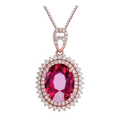 Mesnt Kette mit Anhänger Rosegold, 18K Rotgold Collier für Frauen with 8x11mm Turmalin 2.83ct und Im Labor hergestellter Diamant Mesnt Kette mit Anhänger Rosegold, 18K Rotgold Collier für Frauen with 8x11mm Turmalin 2.83ct und Im Labor hergestellter Diamant von Mesnt