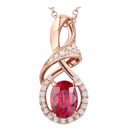 Mesnt Kette mit Anhänger Rosegold, 18K Rotgold Collier für Frauen with Im Labor hergestellter Rubin 0.61ct von Mesnt