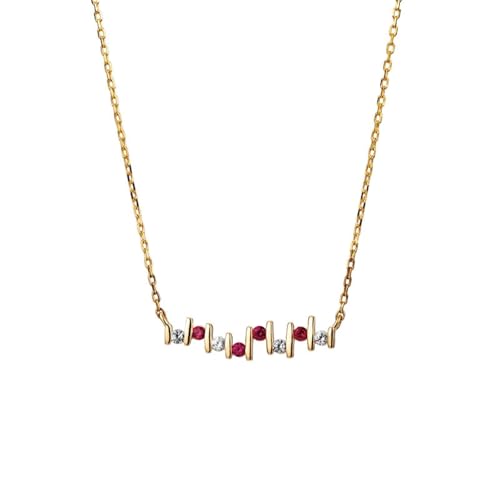Mesnt Ketten Damen Modeschmuck, 18K Gelbgold Collier für Frauen with Im Labor hergestellter Rubin 0.16ct von Mesnt
