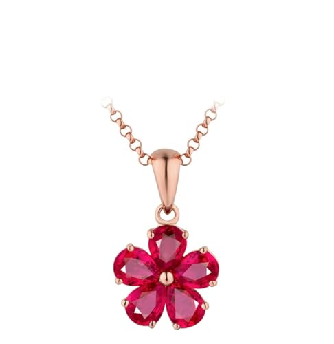 Mesnt Ketten Damen Modeschmuck, 18K Rotgold Collier für Frauen with Im Labor hergestellter Rubin 0.87ct von Mesnt
