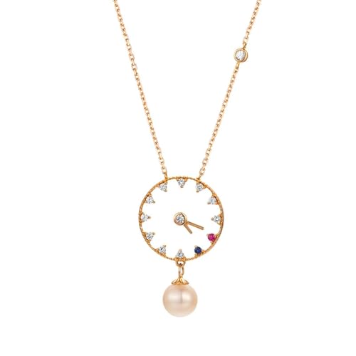 Mesnt Ketten Für Mädchen, 18K Rotgold Halskette für Damen with 6mm Im Labor hergestellter Diamant 0.236ct von Mesnt