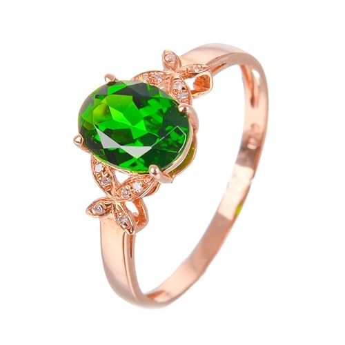 Mesnt Ring Damen Rosegold, 18K Rotgold Ring für Frauen with Diopsid und Im Labor hergestellter Diamant, Größe 54 (17.2) von Mesnt