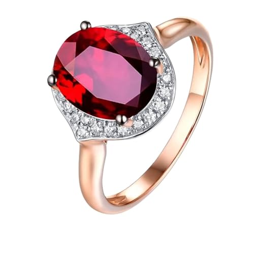 Mesnt Ring Damen Rosegold, 18K Rotgold Ring für Frauen with Im Labor hergestellter Rubin 0.6ct und Im Labor hergestellter Diamant, Größe 60 (19.1) von Mesnt