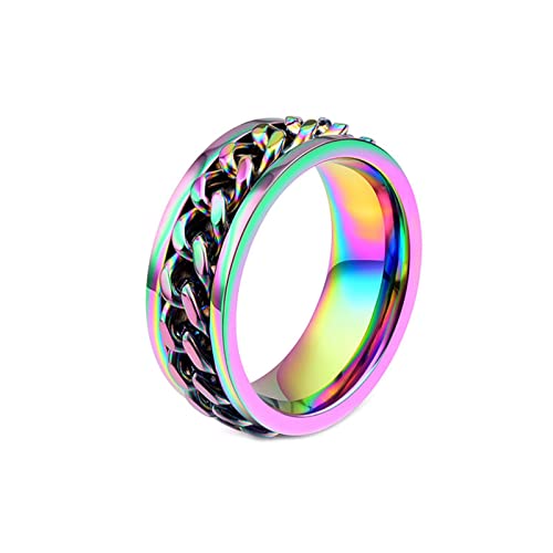 Mesnt Ring Edelstahl, Bunte Kette Spinner Fidget Bands Ring Bunt Größe 57 (18.1) von Mesnt
