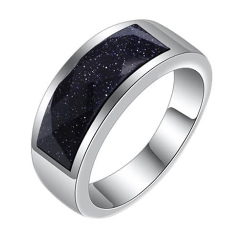 Mesnt Ring Edelstahl Damen, Halbgekrümmter facettierter Zirkonia Silber Ring 8.5MM aus Edelstahl für Unisex Blau, Größe 57 (18.1) von Mesnt