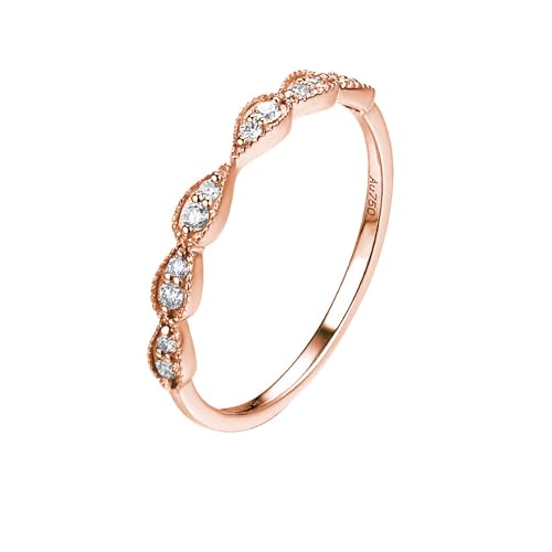 Mesnt Ring Rosegold Damen, Frauen 18K Roségold Eleganter Verlobungsring mit rundem Diamant (Größe Anpassen) von Mesnt